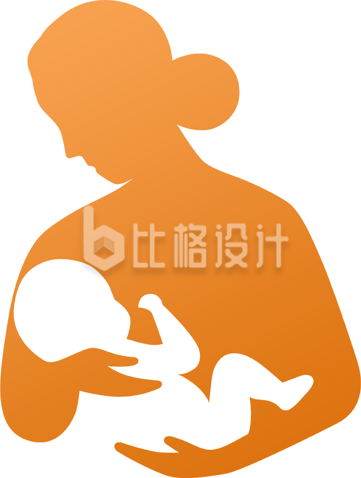 母婴哺乳喂奶橙色剪影