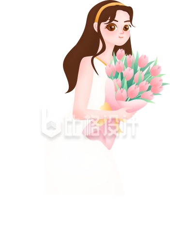 拿鲜花女孩