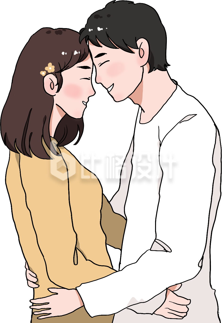 漫画情侣亲密