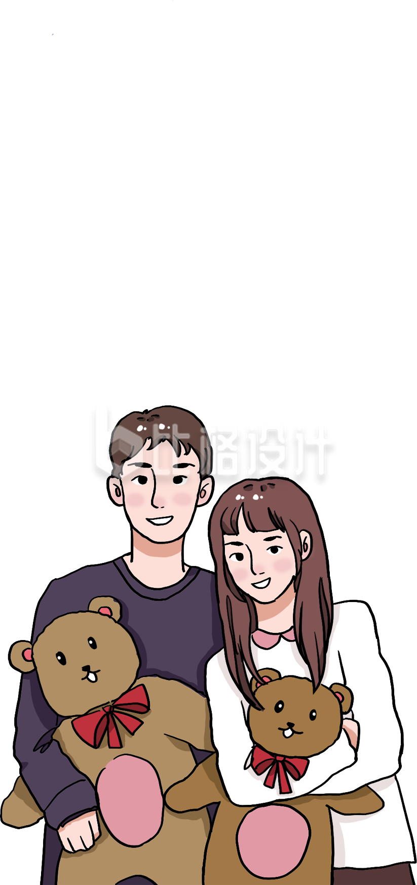 情侣怀抱小熊玩偶，尽显甜蜜温馨氛围