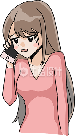手绘打电话的女生为难表情包 手绘打电话的女生为难表情包