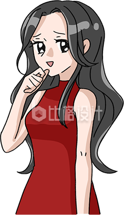 手绘红裙美女