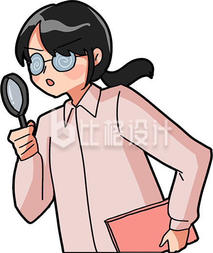 手绘戴眼镜的少女学霸