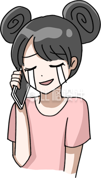 手绘打电话哭泣女孩