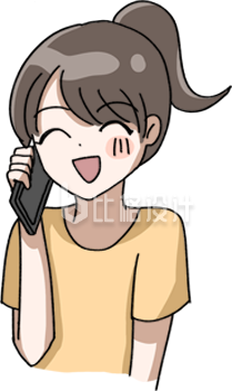 手绘打电话开心女孩