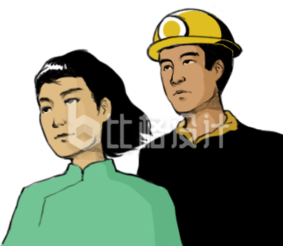 劳动人民复古人物插画