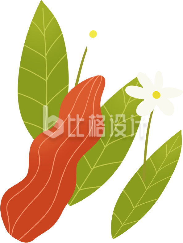 手绘花草扁平插画