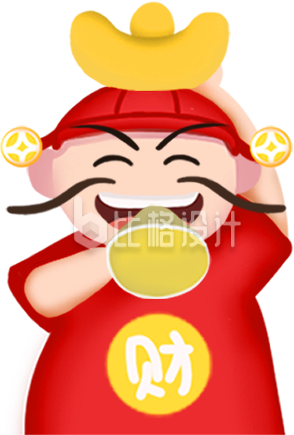 财神爷形象的趣味表情，传递财富喜庆氛围