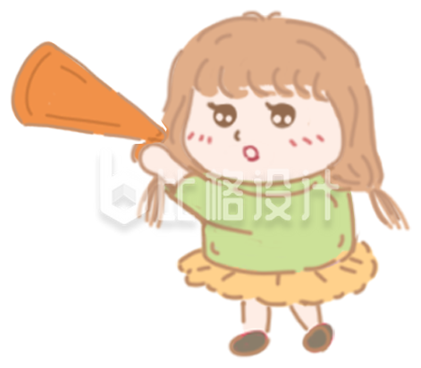 可爱女孩手持喇叭形象的趣味宣传物料 可爱女孩手持喇叭形象的趣味宣传物料