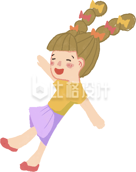 手绘卡通可爱小女孩插画