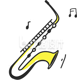手绘简约萨克斯乐器