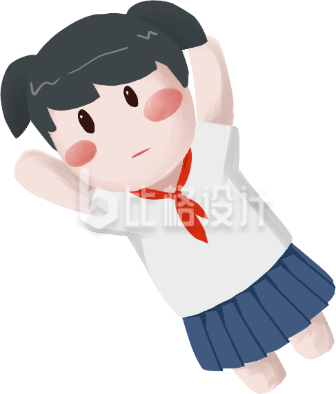 手绘向上飞可爱小女孩