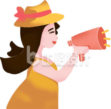 扁平插画拿喇叭的人物