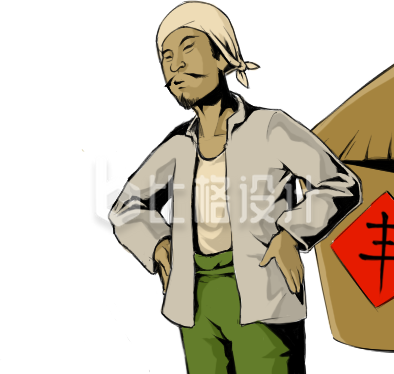 复古农民人物插画