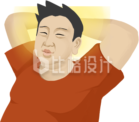 手绘托头佛系人物