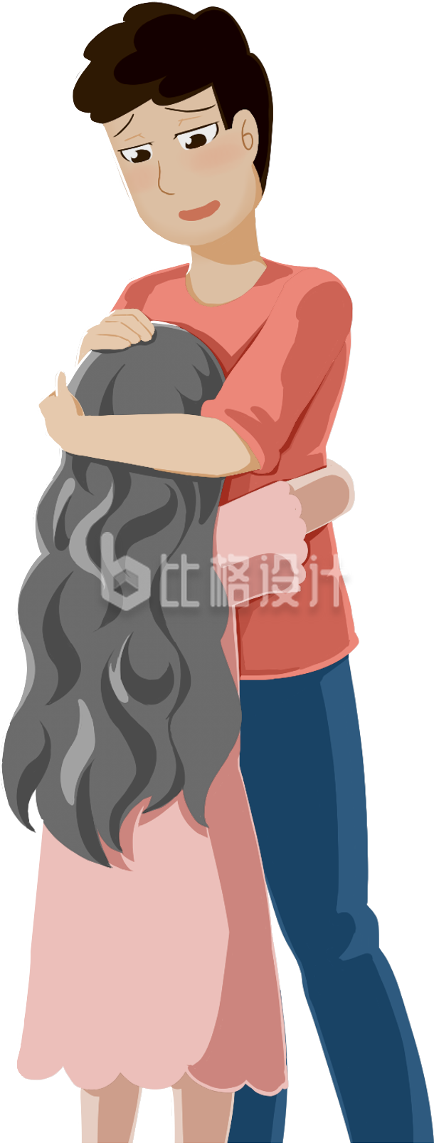 手绘拥抱的情侣