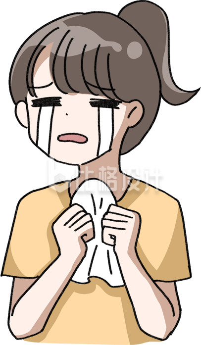 手绘黄衣服哭泣女孩