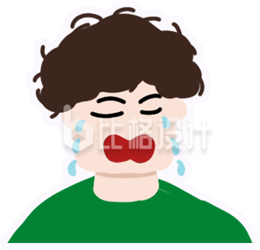 手绘哭泣男孩
