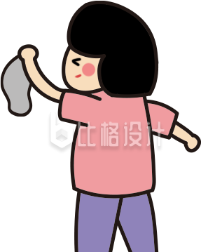 手绘打扫的女孩