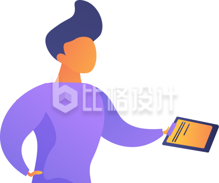扁平手拿平板人物
