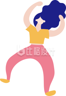 扁平跳舞动作女生人物