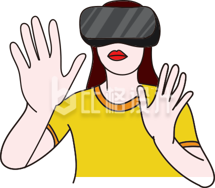 手绘戴VR眼镜女生