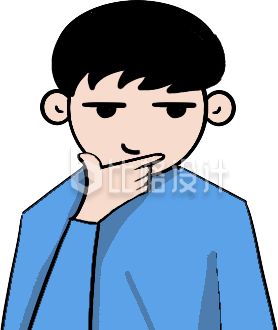 手绘思考手势男生
