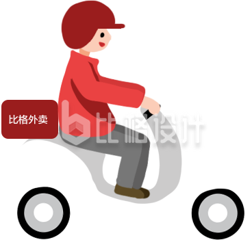手绘卡通快递外卖小哥