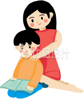 手绘插画母子