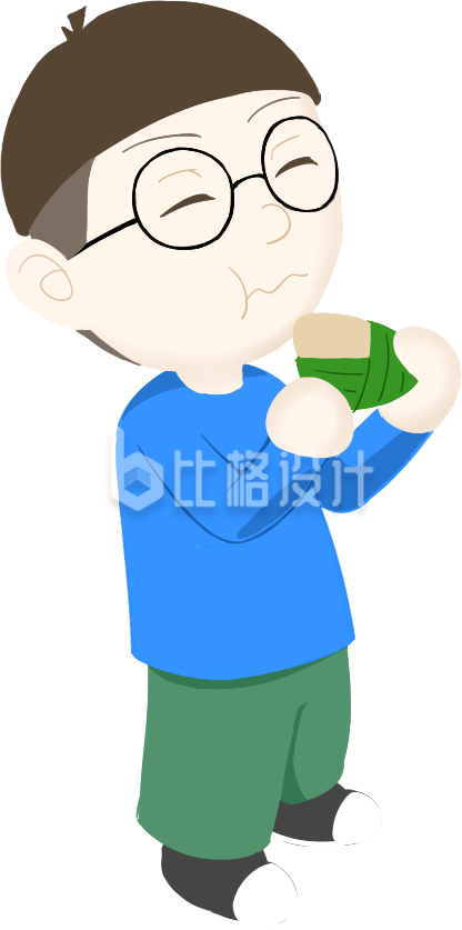 卡通插画人物小男孩吃粽子 卡通插画人物小男孩吃粽子