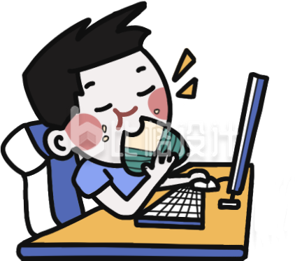 手绘卡通人物小男孩吃粽子