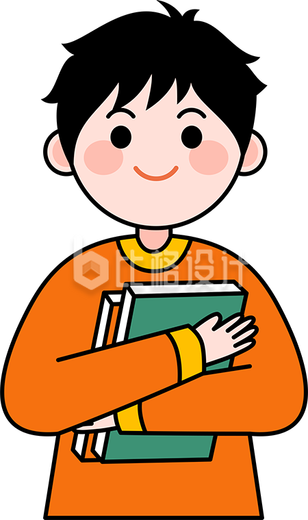 手绘读书的可爱男孩