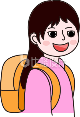 扁平插画背着书包的小女孩
