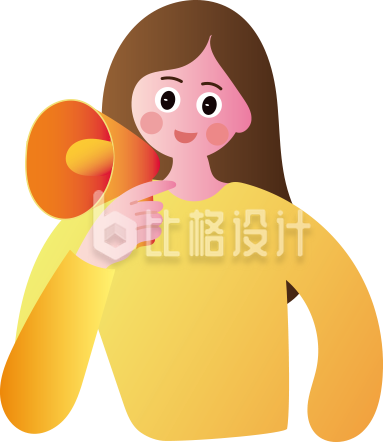 黄色衣服手拿喇叭扁平人物