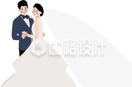 手绘新娘新郎