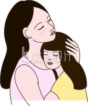 手绘母子