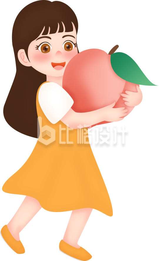 女孩拿桃子