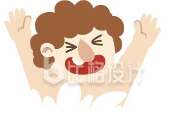 手绘游泳小男孩