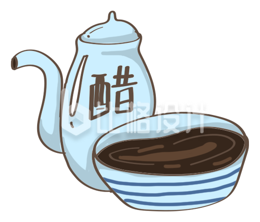 手绘卡通食醋插画