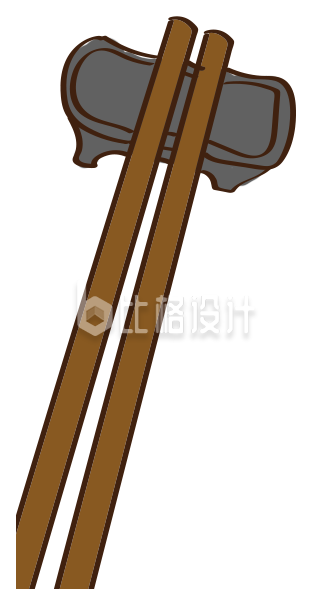 手绘卡通筷子插画