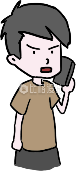 卡通人物手持手机，生动形象趣味满满