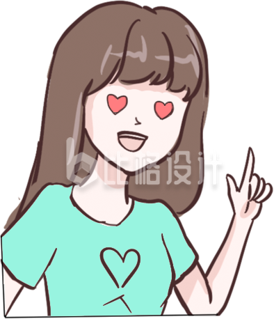 可爱卡通女孩形象的趣味表情宣传物料