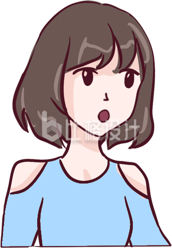 穿蓝色上衣的可爱女孩形象卡通宣传图
