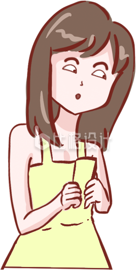 可爱女孩手持物品的漫画卡通宣传图
