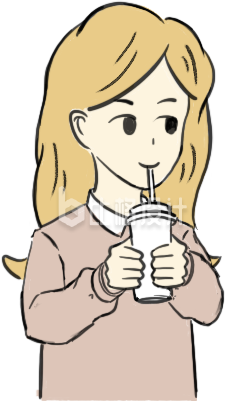 手拿饮品的可爱女孩形象宣传插画
