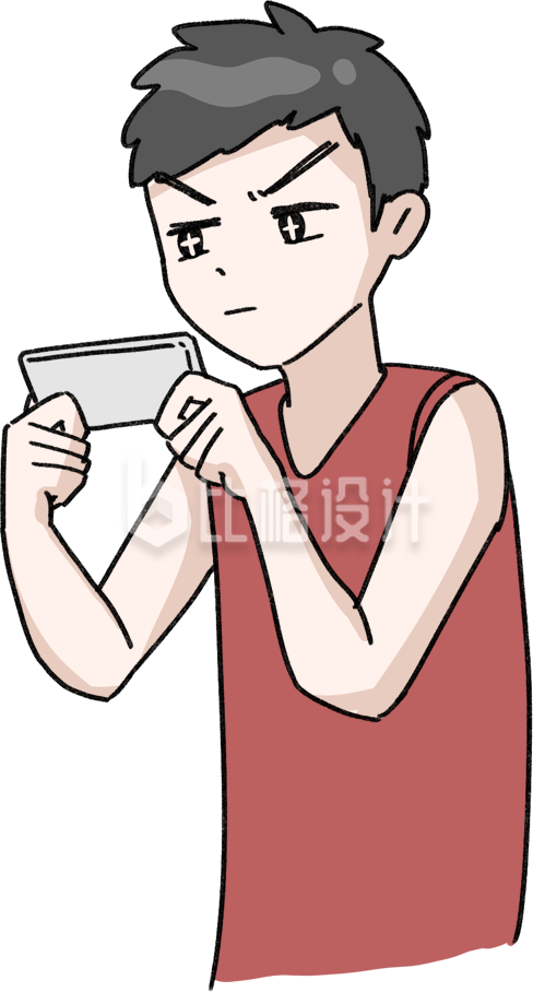 运动人物专注玩手机的漫画卡通形象 运动人物专注玩手机的漫画卡通形象