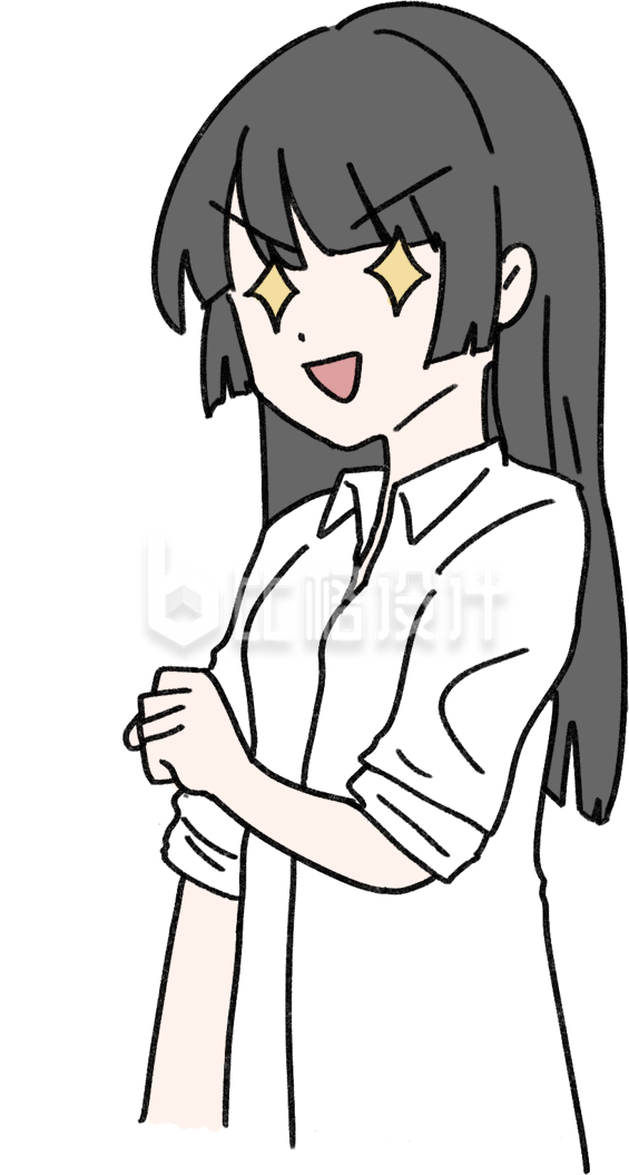 穿白衬衫的可爱女孩形象卡通插画