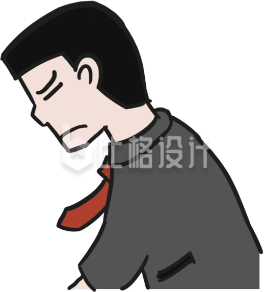 穿着正装神情低落的商务人士形象插画 穿着正装神情低落的商务人士形象插画