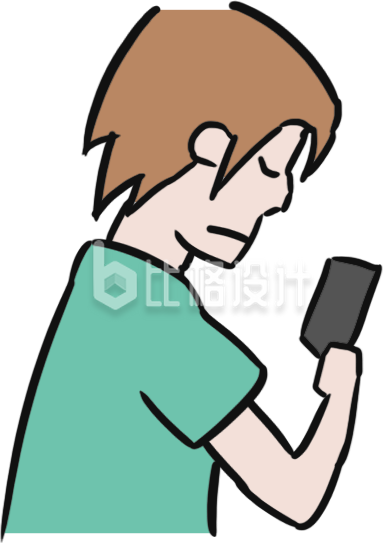 手持数码产品的人物形象图