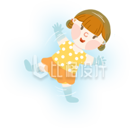 可爱小女孩滑冰插画 适合儿童节宣传